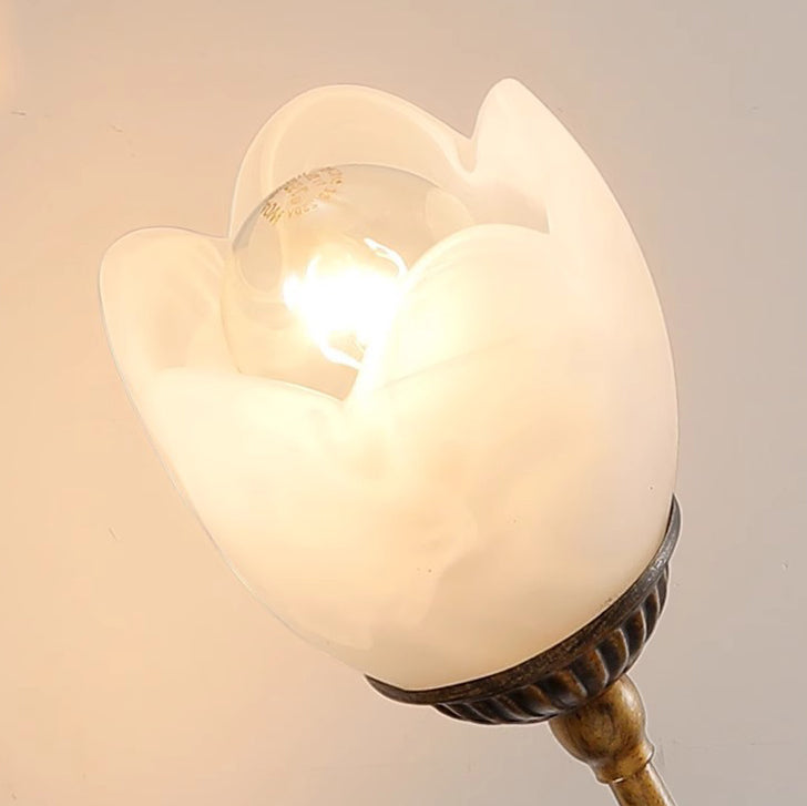 Traditional French Flower Wall Sconce – 1/2-Light Iron & Glass Lamp for Living Room