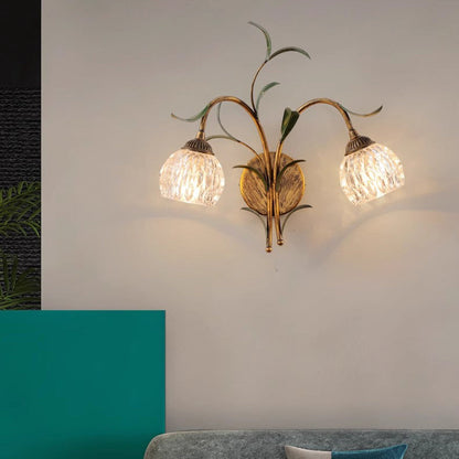 Traditional French Flower Wall Sconce – 1/2-Light Iron & Glass Lamp for Living Room