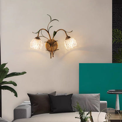 Traditional French Flower Wall Sconce – 1/2-Light Iron & Glass Lamp for Living Room