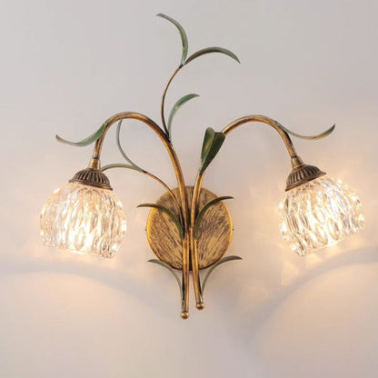Traditional French Flower Wall Sconce – 1/2-Light Iron & Glass Lamp for Living Room