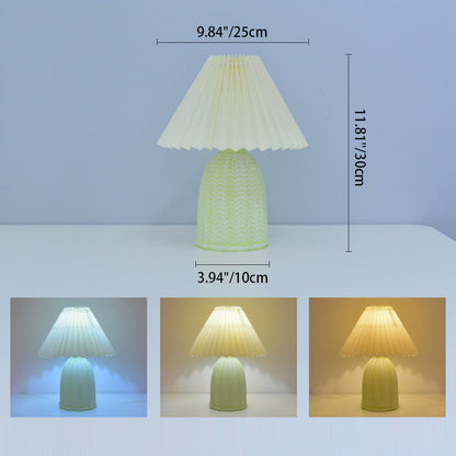 Contemporary Nordic Table Lamp – 1-Light Fabric & Ceramic Frustum Cone Lamp for Bedroom