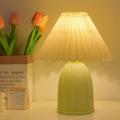 Contemporary Nordic Table Lamp – 1-Light Fabric & Ceramic Frustum Cone Lamp for Bedroom