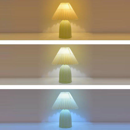Contemporary Nordic Table Lamp – 1-Light Fabric & Ceramic Frustum Cone Lamp for Bedroom