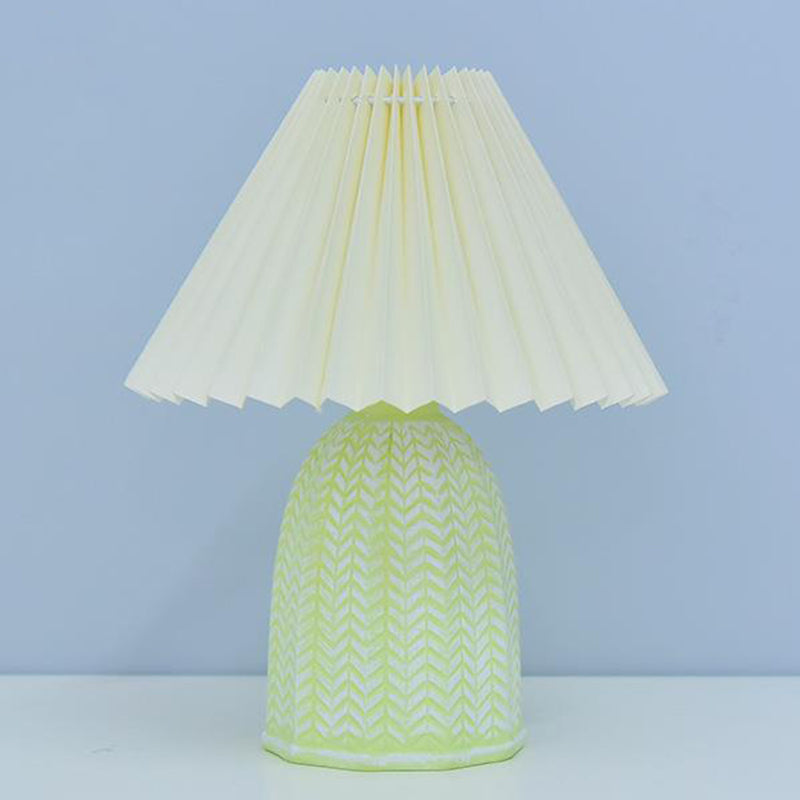 Contemporary Nordic Table Lamp – 1-Light Fabric & Ceramic Frustum Cone Lamp for Bedroom