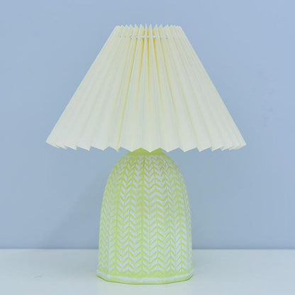 Contemporary Nordic Table Lamp – 1-Light Fabric & Ceramic Frustum Cone Lamp for Bedroom