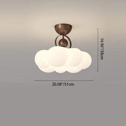 Traditional French Cloud Ceiling Light – Round Iron & PE LED Semi-Flush Mount for Bedroom
