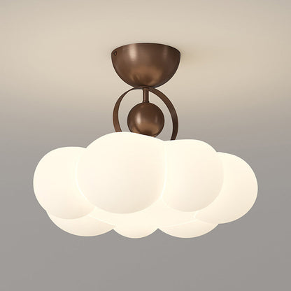 Traditional French Cloud Ceiling Light – Round Iron & PE LED Semi-Flush Mount for Bedroom