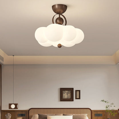 Traditional French Cloud Ceiling Light – Round Iron & PE LED Semi-Flush Mount for Bedroom