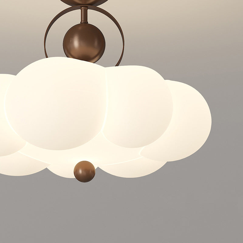 Traditional French Cloud Ceiling Light – Round Iron & PE LED Semi-Flush Mount for Bedroom