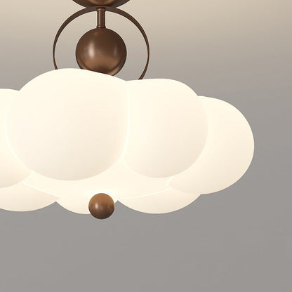 Traditional French Cloud Ceiling Light – Round Iron & PE LED Semi-Flush Mount for Bedroom