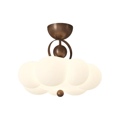 Traditional French Cloud Ceiling Light – Round Iron & PE LED Semi-Flush Mount for Bedroom