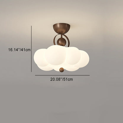 Traditional French Cloud Ceiling Light – Round Iron & PE LED Semi-Flush Mount for Bedroom
