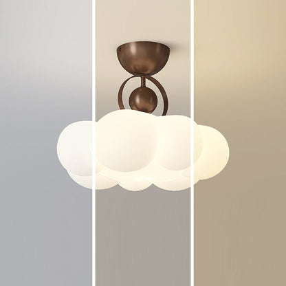 Traditional French Cloud Ceiling Light – Round Iron & PE LED Semi-Flush Mount for Bedroom