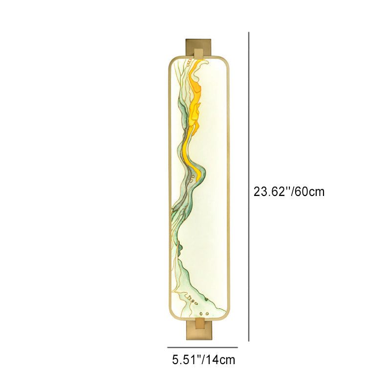 Traditional Chinese Wall Sconce – Rectangular Aluminum & Iron Enameled Glass LED Lamp for Living Room
