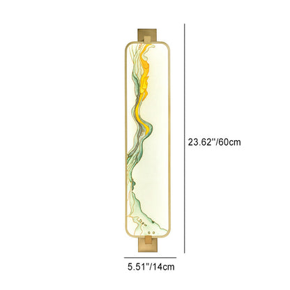 Traditional Chinese Wall Sconce – Rectangular Aluminum & Iron Enameled Glass LED Lamp for Living Room