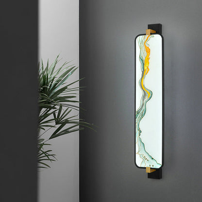 Traditional Chinese Wall Sconce – Rectangular Aluminum & Iron Enameled Glass LED Lamp for Living Room