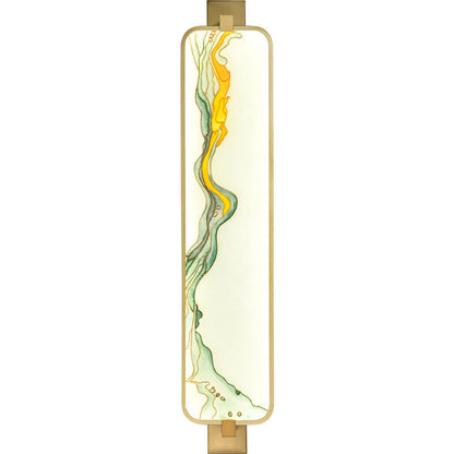Traditional Chinese Wall Sconce – Rectangular Aluminum & Iron Enameled Glass LED Lamp for Living Room
