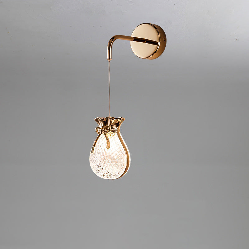 Contemporary Creative Wall Sconce – 1-Light Iron & Acrylic Handbag Lamp for Bedroom