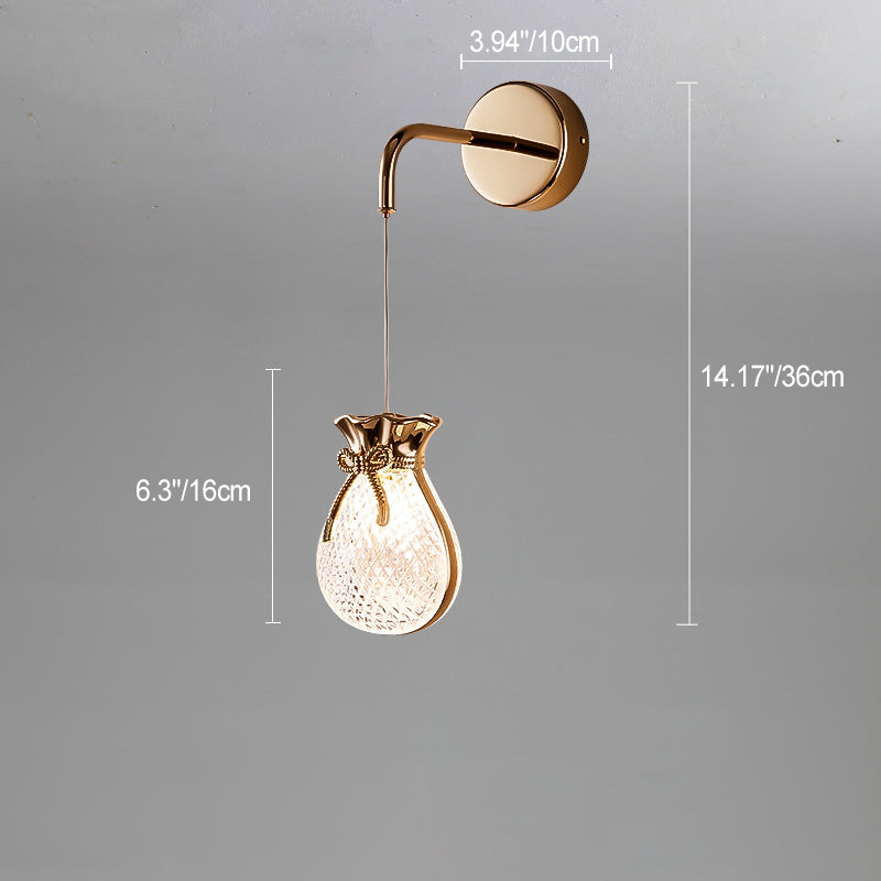Contemporary Creative Wall Sconce – 1-Light Iron & Acrylic Handbag Lamp for Bedroom
