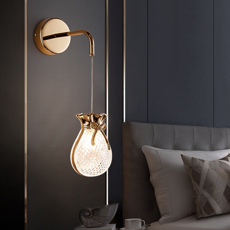 Contemporary Creative Wall Sconce – 1-Light Iron & Acrylic Handbag Lamp for Bedroom
