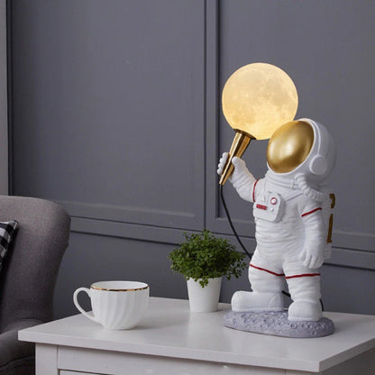 Creative Kids Table Lamp – 1-Light Cartoon Astronaut Resin Lamp for Bedroom