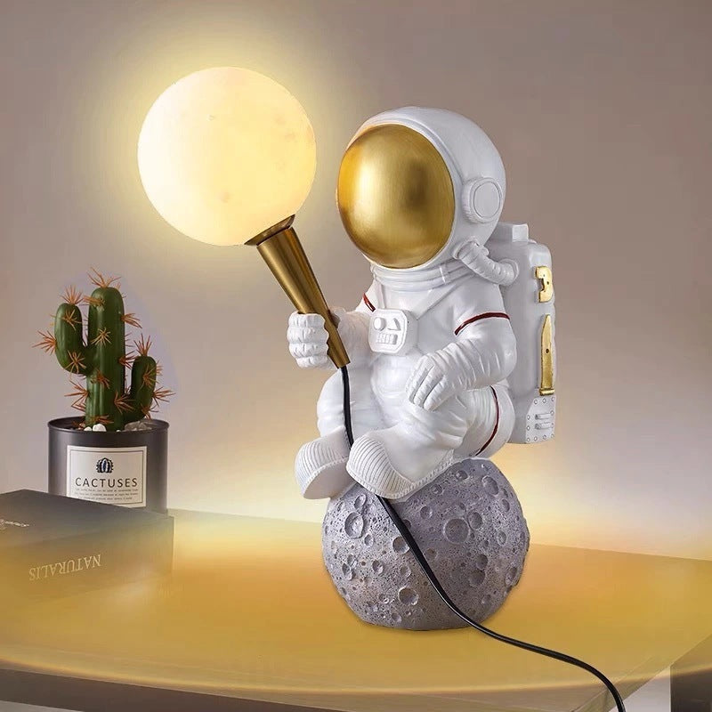 Creative Kids Table Lamp – 1-Light Cartoon Astronaut Resin Lamp for Bedroom