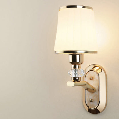 Contemporary Nordic Wall Sconce – 1/2-Light Iron & Glass Tapered Lamp with Crystal for Living Room