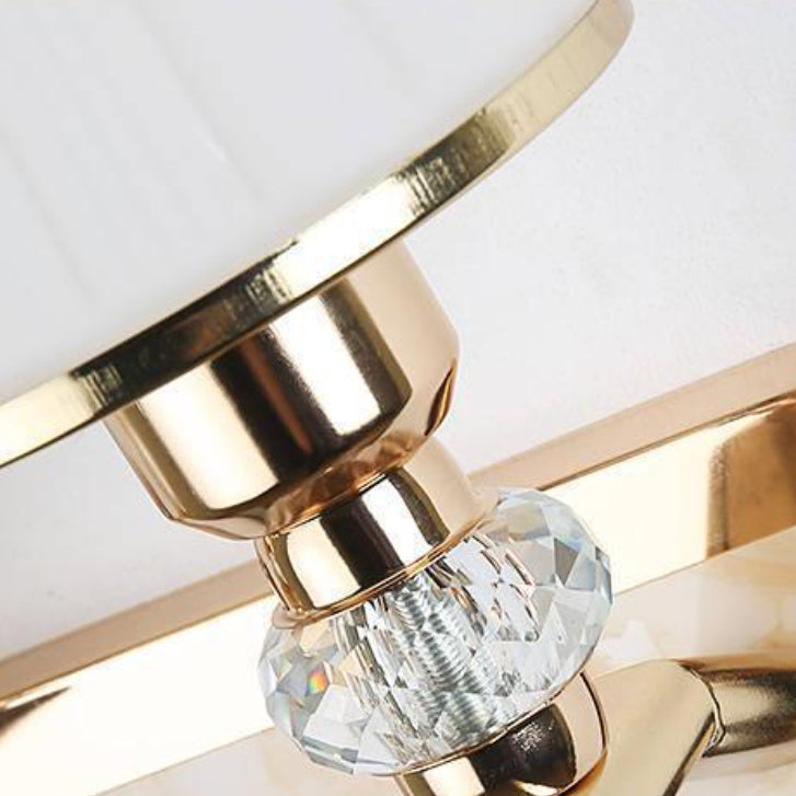 Contemporary Nordic Wall Sconce – 1/2-Light Iron & Glass Tapered Lamp with Crystal for Living Room