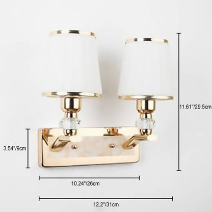 Contemporary Nordic Wall Sconce – 1/2-Light Iron & Glass Tapered Lamp with Crystal for Living Room