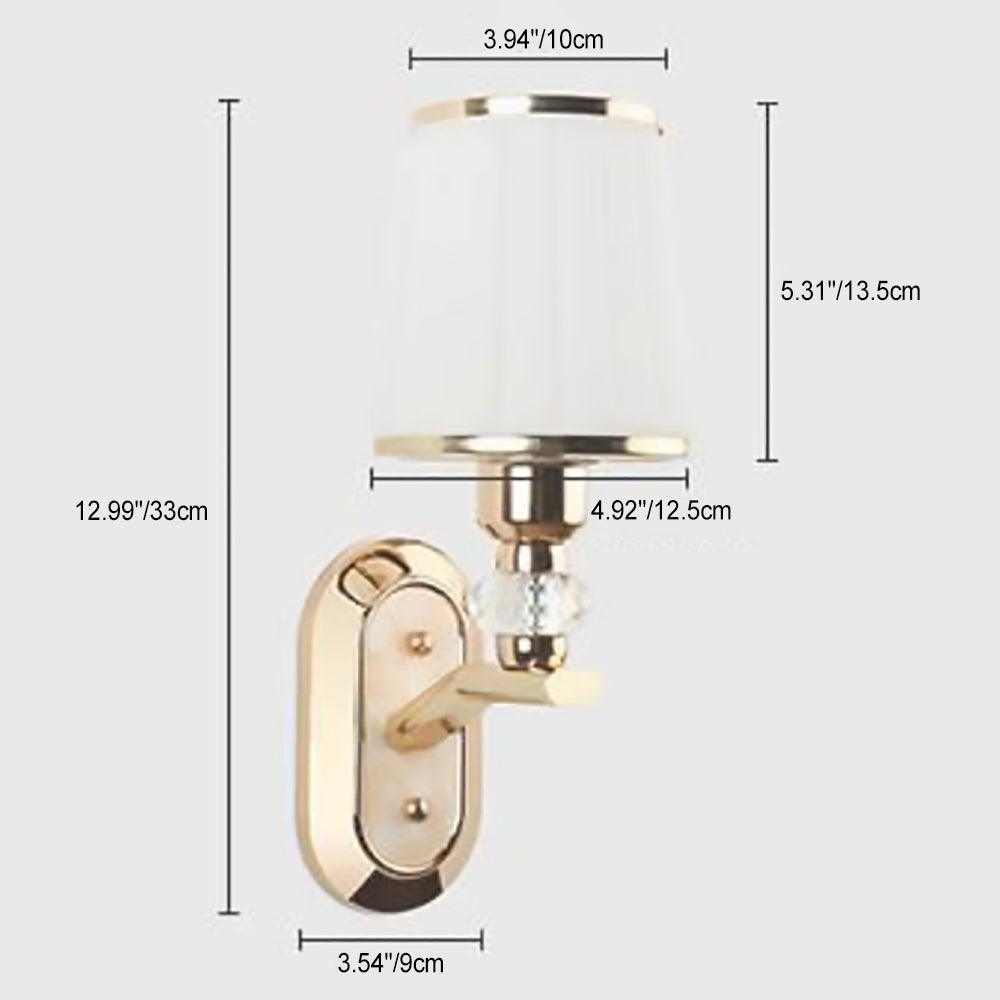 Contemporary Nordic Wall Sconce – 1/2-Light Iron & Glass Tapered Lamp with Crystal for Living Room
