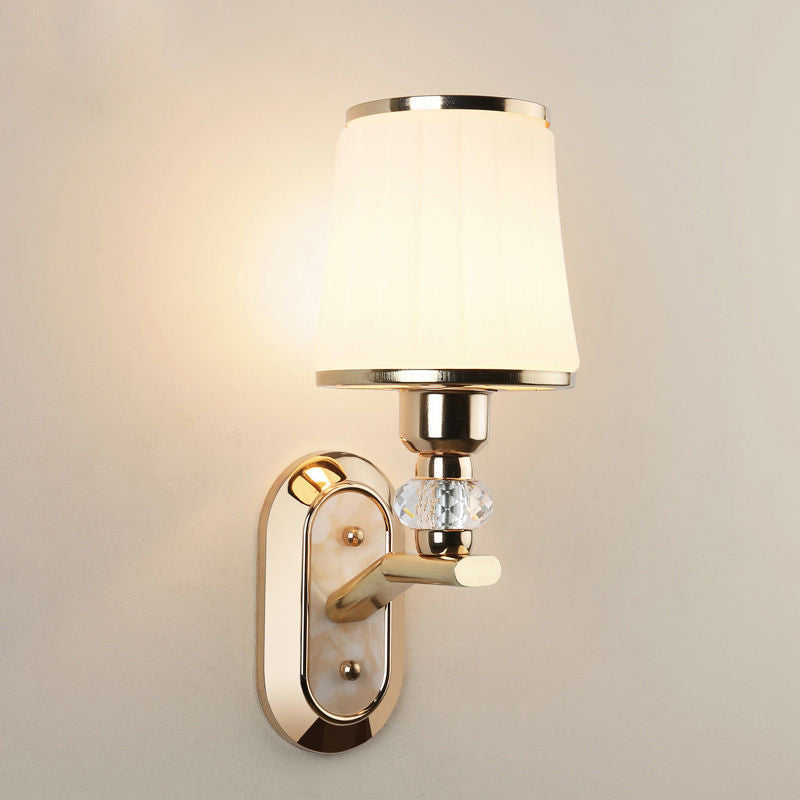 Contemporary Nordic Wall Sconce – 1/2-Light Iron & Glass Tapered Lamp with Crystal for Living Room