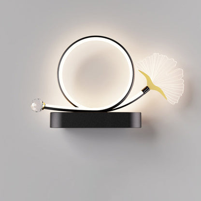 Contemporary Creative Wall Sconce – LED Ginkgo Biloba Circle Lamp in Iron & Acrylic for Bedroom