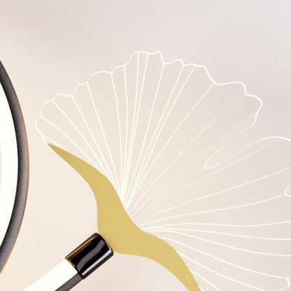 Contemporary Creative Wall Sconce – LED Ginkgo Biloba Circle Lamp in Iron & Acrylic for Bedroom