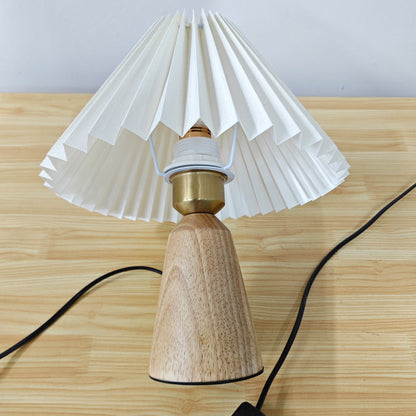 Modern Simplicity Table Lamp – 1-Light Cone Solid Wood & Fabric Lamp for Bedroom