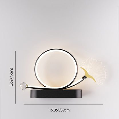 Contemporary Creative Wall Sconce – LED Ginkgo Biloba Circle Lamp in Iron & Acrylic for Bedroom