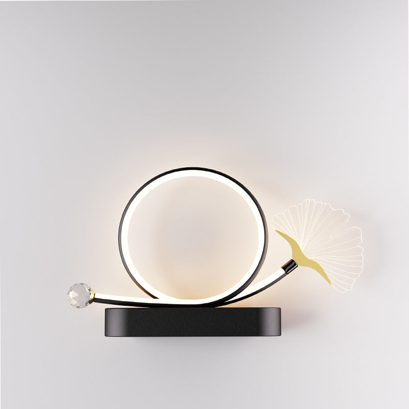 Contemporary Creative Wall Sconce – LED Ginkgo Biloba Circle Lamp in Iron & Acrylic for Bedroom