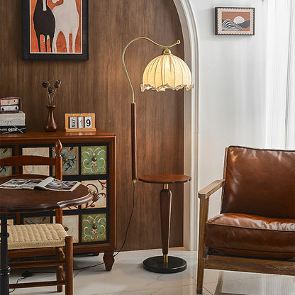 Traditional French Dome Metal Solid Wood Glass 1-Light Standing Floor Lamp For Living Room