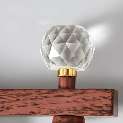 Traditional Chinese Triangle Iron Crystal Acrylic LED Wall Sconce Lamp For Bedroom
