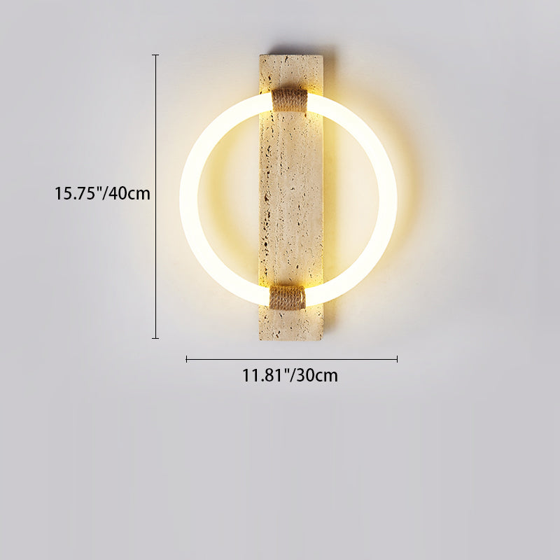 伝統的なヴィンテージサークルトラバーチンアクリル麻ロープLED壁取り付け用燭台ランプリビングルーム用