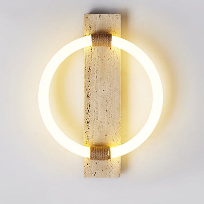 伝統的なヴィンテージサークルトラバーチンアクリル麻ロープLED壁取り付け用燭台ランプリビングルーム用