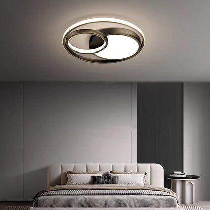 Modern Luxury Circle Copper Acrylic LED Flush Mount Ceiling Light For Bedroom