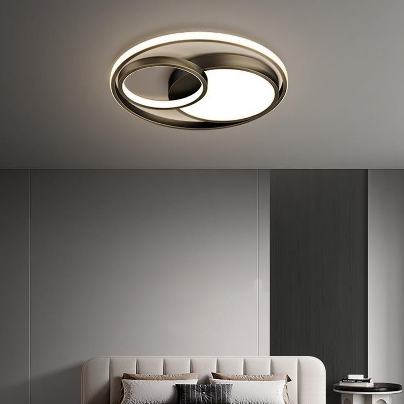 Modern Luxury Circle Copper Acrylic LED Flush Mount Ceiling Light For Bedroom