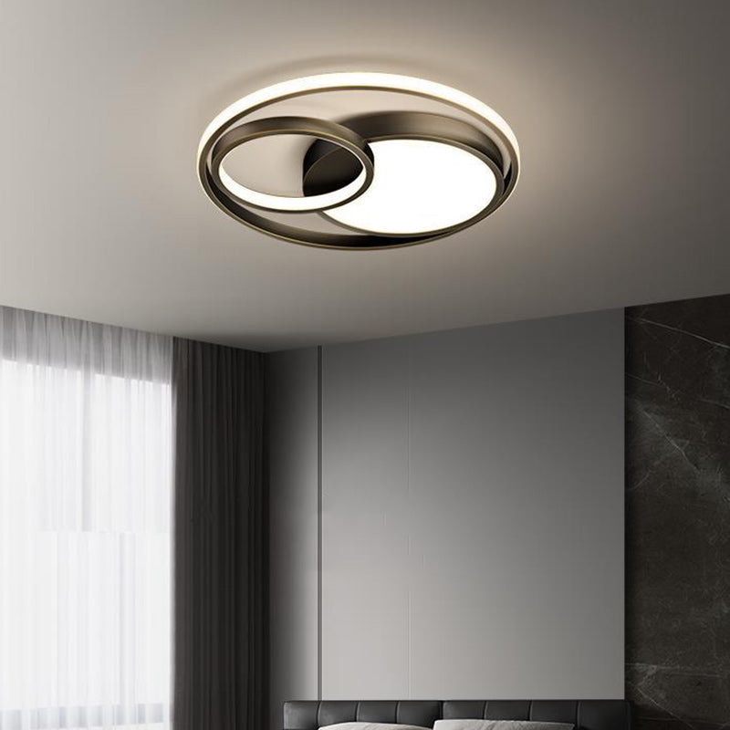 Modern Luxury Circle Copper Acrylic LED Flush Mount Ceiling Light For Bedroom