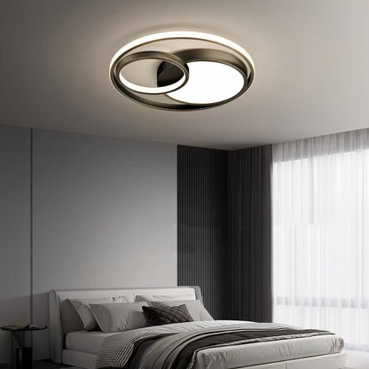 Modern Luxury Circle Copper Acrylic LED Flush Mount Ceiling Light For Bedroom