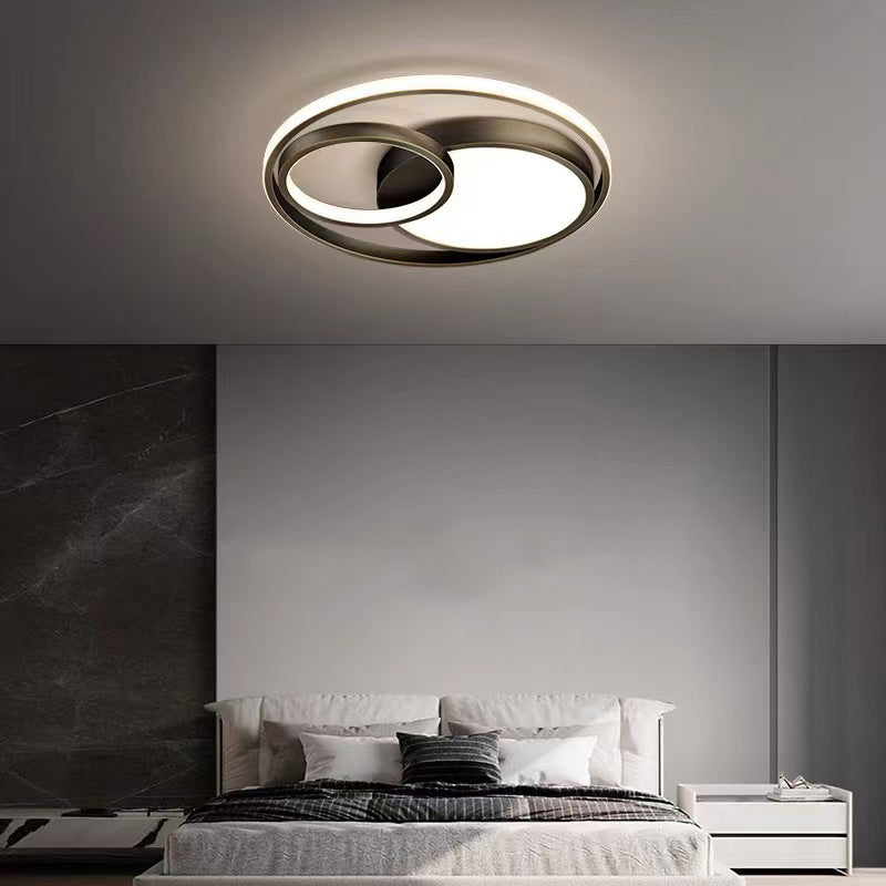 Modern Luxury Circle Copper Acrylic LED Flush Mount Ceiling Light For Bedroom