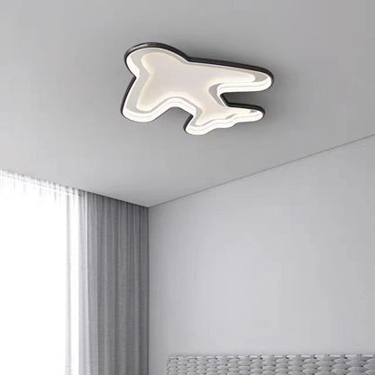 Modern Simplicity Kids Airplane Metal Aluminum PC LED Flush Mount Ceiling Light For Bedroom
