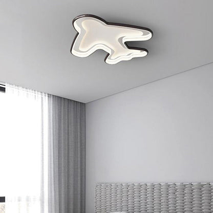 Modern Simplicity Kids Airplane Metal Aluminum PC LED Flush Mount Ceiling Light For Bedroom