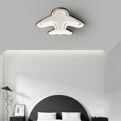 Modern Simplicity Kids Airplane Metal Aluminum PC LED Flush Mount Ceiling Light For Bedroom