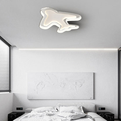 Modern Simplicity Kids Airplane Metal Aluminum PC LED Flush Mount Ceiling Light For Bedroom