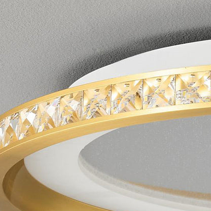 Modern Luxury Round Aluminum Crystal Acrylic LED Flush Mount Ceiling Light For Bedroom